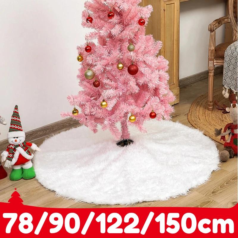 78/90/120/150cm Weihnachtsbaumrock Weißes Kunstfell Weihnachtsbaum Teppichmatte Große Röcke Zuhause Neujahrsparty Weihnachtsdekorationen