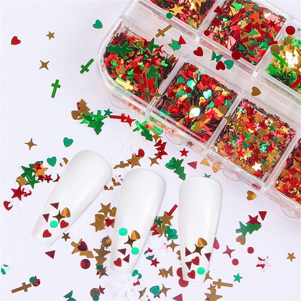 Flakes DIY Nail Art Decorations Xmas Tree Nail Glitter Snowflake Nail Sequins Snow Flakes Slices