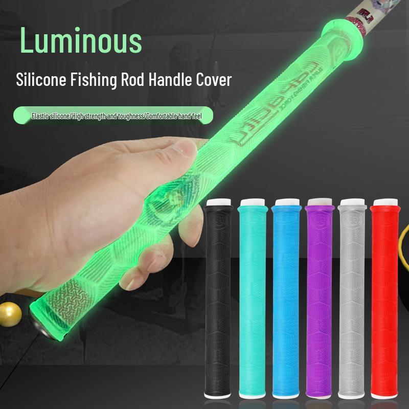 Upgraded Red Soft Silicone Wear-Resistant Fishing Rod Handle Cover with Thickened Self-Equipped Stopper