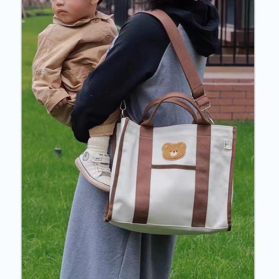 Mommy Bag Handbag Crossbody Shoulder Bag Embroidered Mommy Bag Lightweight Large Capacity Canvas Tote Bag for Outings