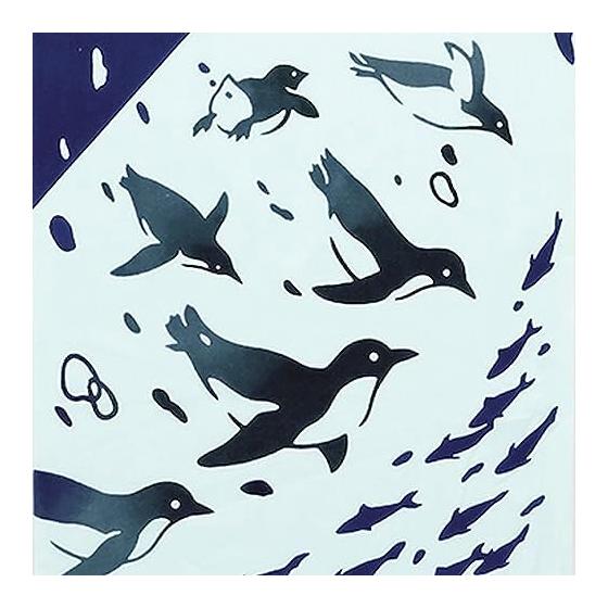 Miyamoto Towel Tenugui - Kaiyu Penguin - Chusen Dyed - Made in Japan - Blue - Approx. 35x90cm