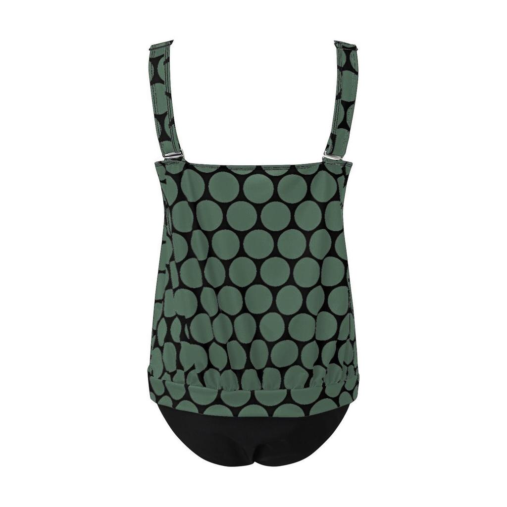 2023 European & American Plus Size Sexy Print Tankini with Split