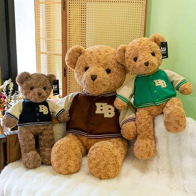 Cartoon Baseball Uniform Teddy Bear Plush Toy Boyfriend Chinese Valentine's Day Gift Girl Bedroom Bear Pillow Ornament