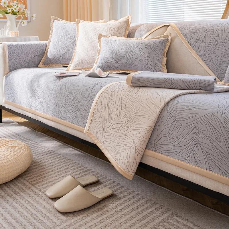 Nordic Jacquard Sofa Cover High Quality Solid Color Non-Slip Sofa Cushion Modern Couch Towel Slipcover Home Living Room Decor