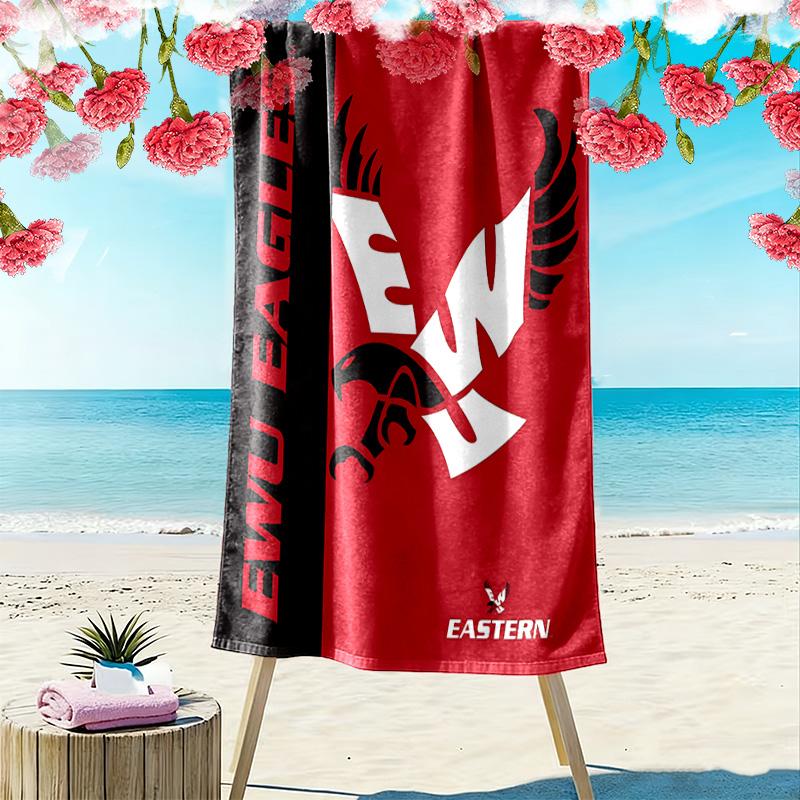 Eastern Washington Eagles Print Beach Towel, Large Soft Quick Dry Towel for Beach Camping Swimming