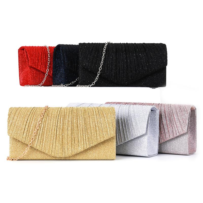 2024 Women's Pleated Striped Flap Sequined Evening Bag