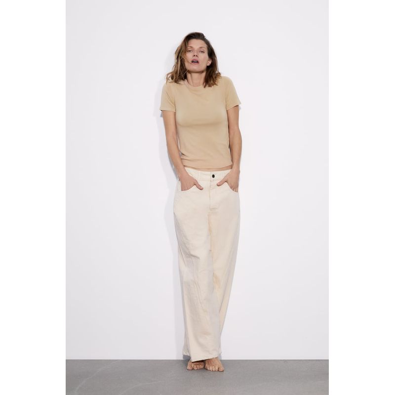 Summer Short Sleeve White Water Blue Texture Base T-shirt