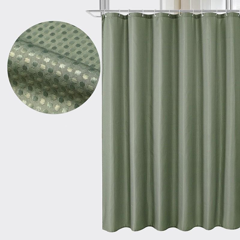 1pc Waterproof Shower Curtain Plain Waffle Mildew-proof Shower Curtain Bathroom Partition Curtain Home Living Room Decoration