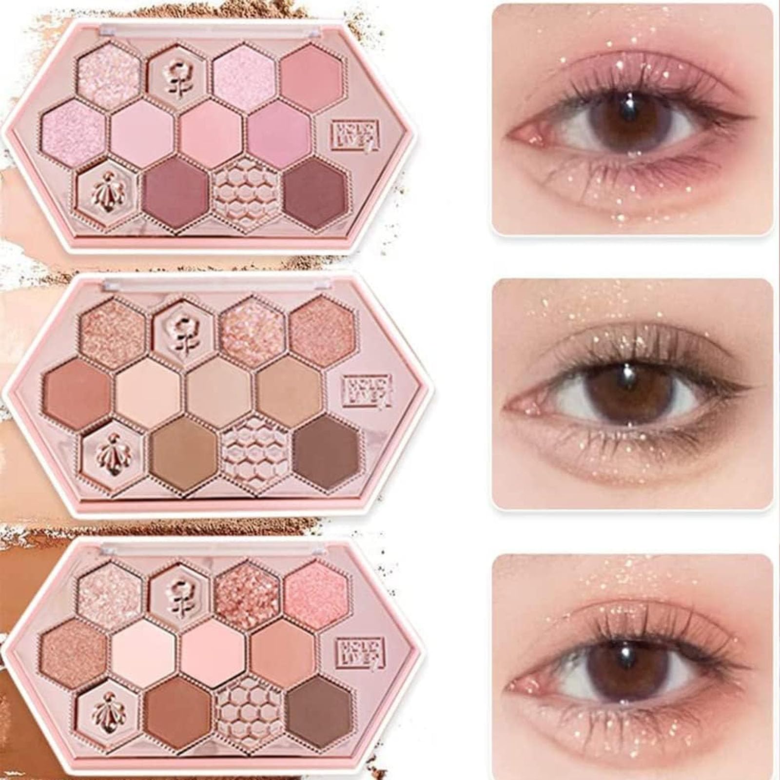 

UNYOKE Cute Honeycomb Makeup Highly Honey Powder Matte Brown Eyeshadow, 12-Color Palette, Waterproof, Sweatproof, Pigmented, Long-Lasting, 10.8g-603#