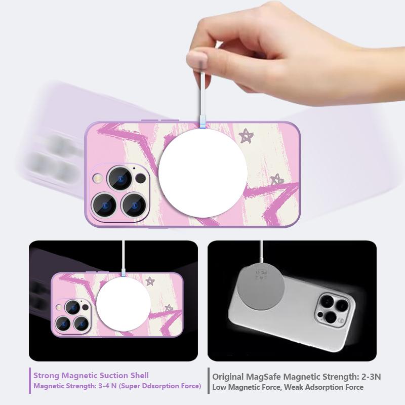 Magnetic For Magsafe Case For iPhone 17 Pro Max Colorful Stars Stripes Print Soft Silicone Phone Back Cover For iPhone 16 15 14 13 Pro Max 16e 17e