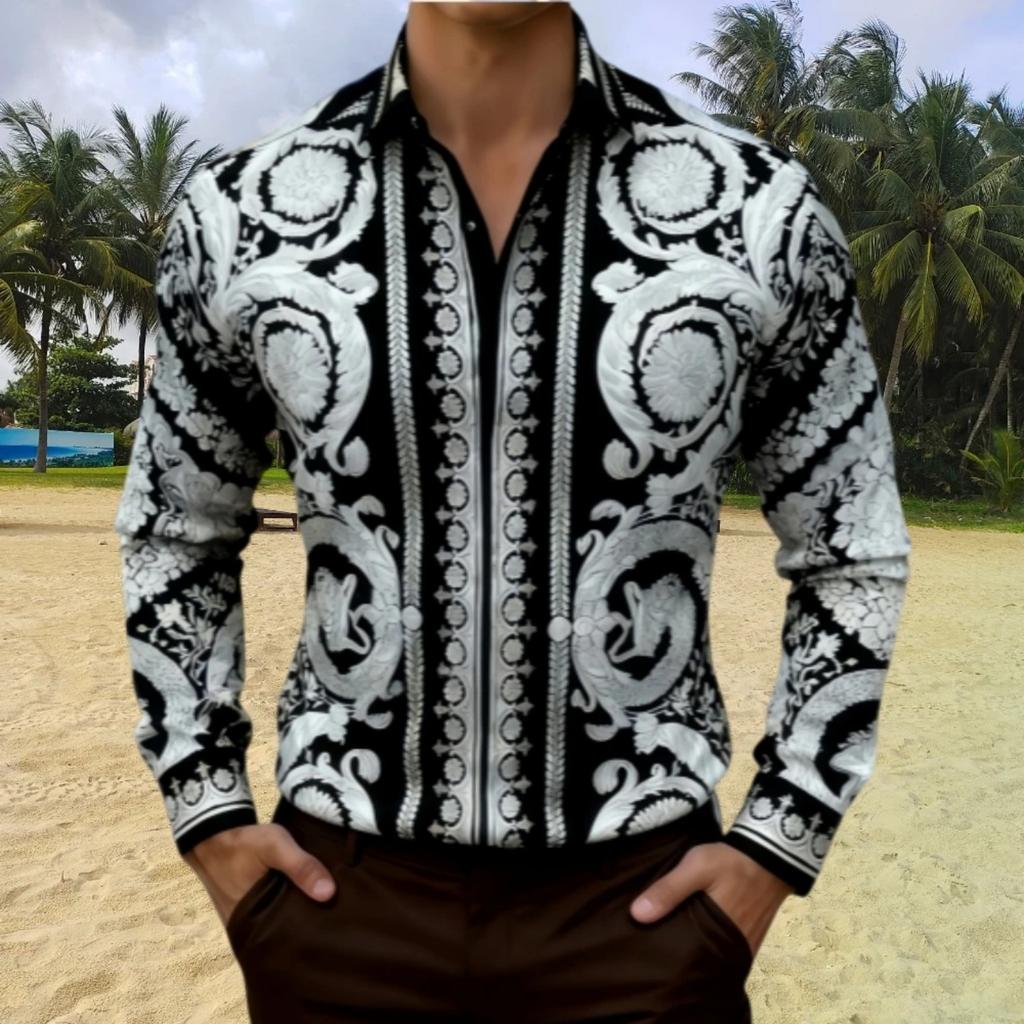 Luxury essential! Baroque Long Sleeve Shirt, Stylish.