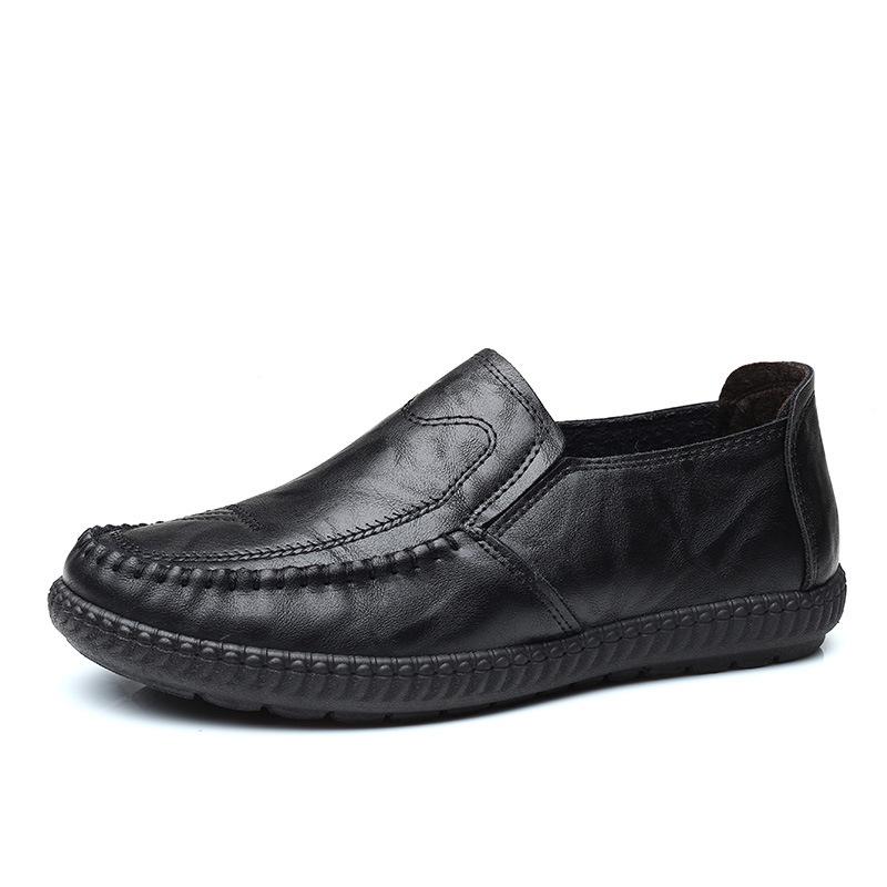 Casual Leather Shoes Men'S Breathable One-Foot Pedal Doudou Shoes Cover Lazy Shoes Summer Loafers Men'S Shoes