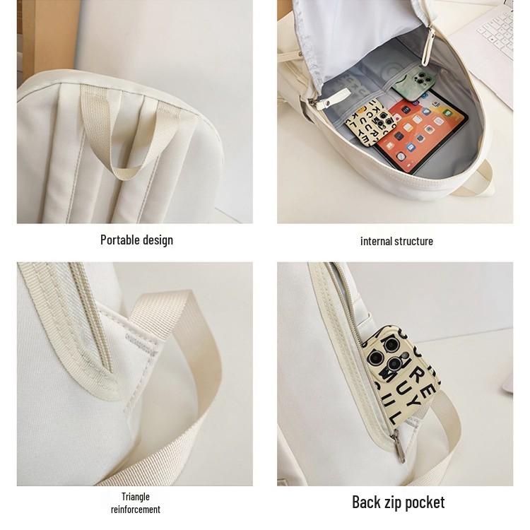 Large Capacity Simple Solid Color Backpack for Junior & High School Girls - New Korean Style, Versatile for College Students