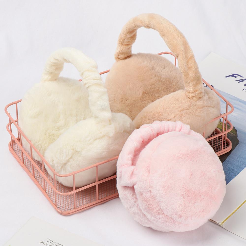Morbido peluche scaldino per le orecchie inverno caldo paraorecchie per donna uomo moda colore solido paraorecchie protezione dal freddo esterno paraorecchie copertura per l'orecchio