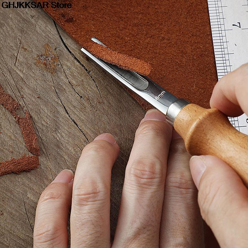 1PC DIY Leather Craft Edge Beveler Skiving Beveling Knife Cutting Hand Craft Tool with Wood Handle