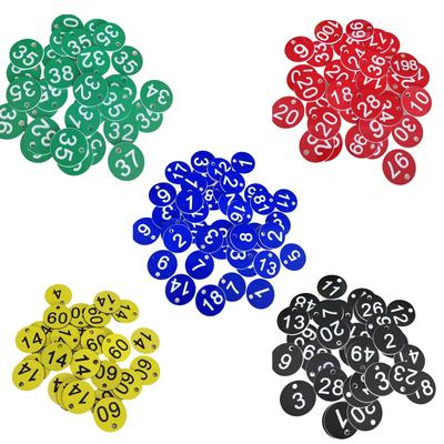100 Stuks ID Nummer Tags Rond ABS Nummer Labels Compact Formaat Herbruikbaar Kluis voor Sleutelhangers voor Sportschool Kledingwinkels Live