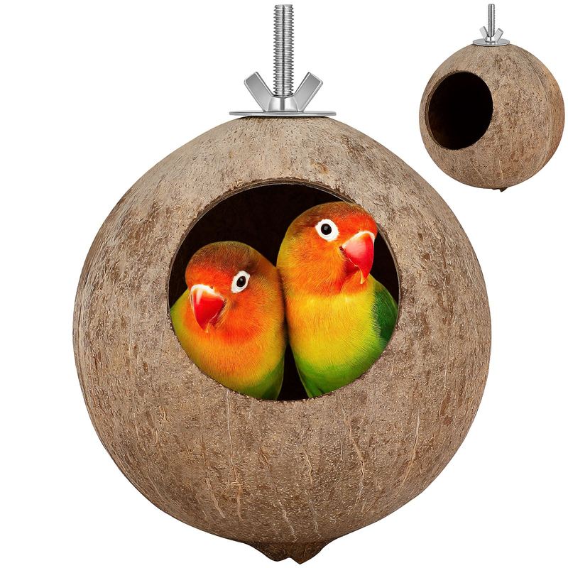 Papagei Kokosnussschale Nest Haustier Vogelnest Hamster Eichhörnchen Zuchtnest Kanarienvogel Lerchenhaus Hängendes Ornament Für Garten Hof Haustierbedarf