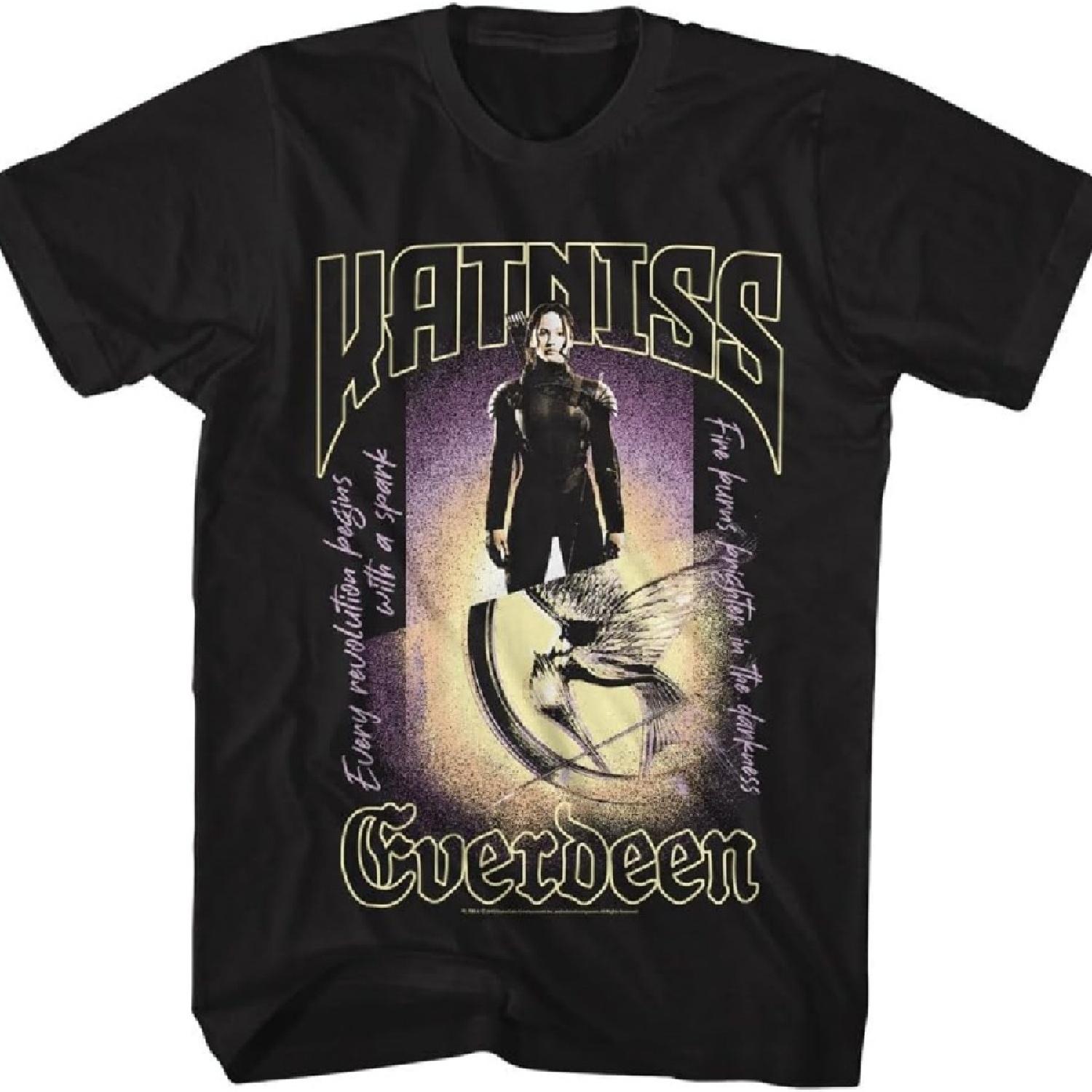 

Hunger Games Movie Katniss Fire Burns Brighter Adult Short Sleeve T Shirt Vintage Style Graphic Tees M