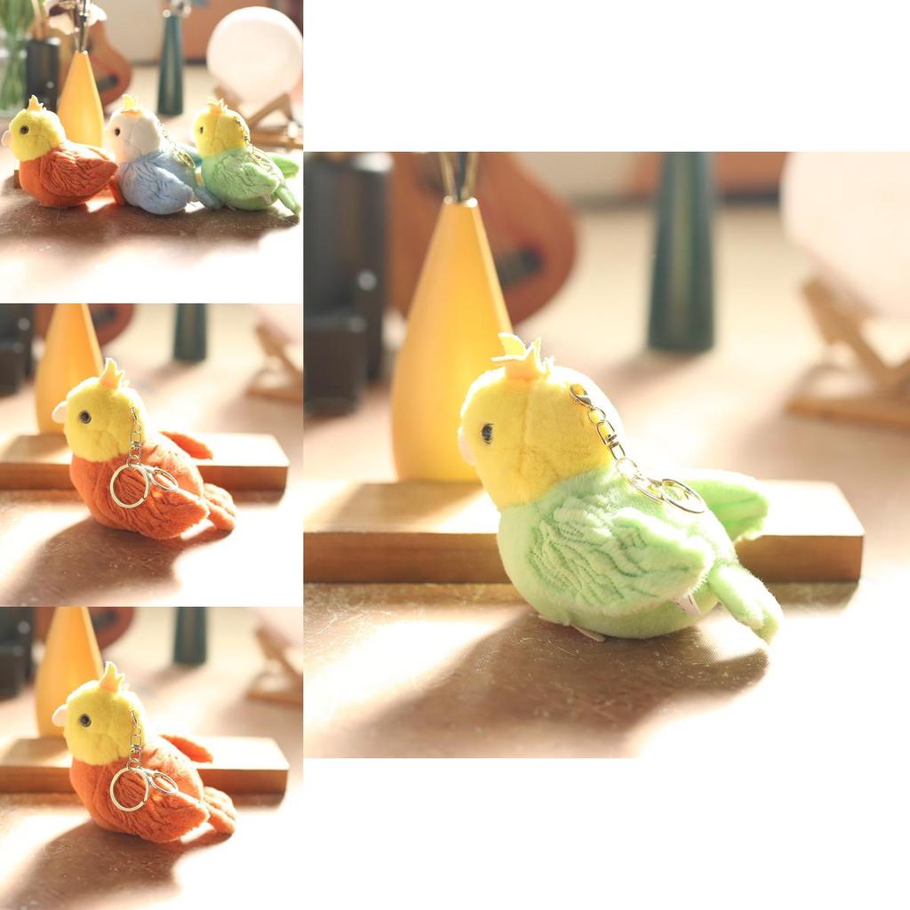 Cute Soft Plush Parrot Pendant Keychain Adorable Stuffed Bird Toy With Pp Cotton Filling