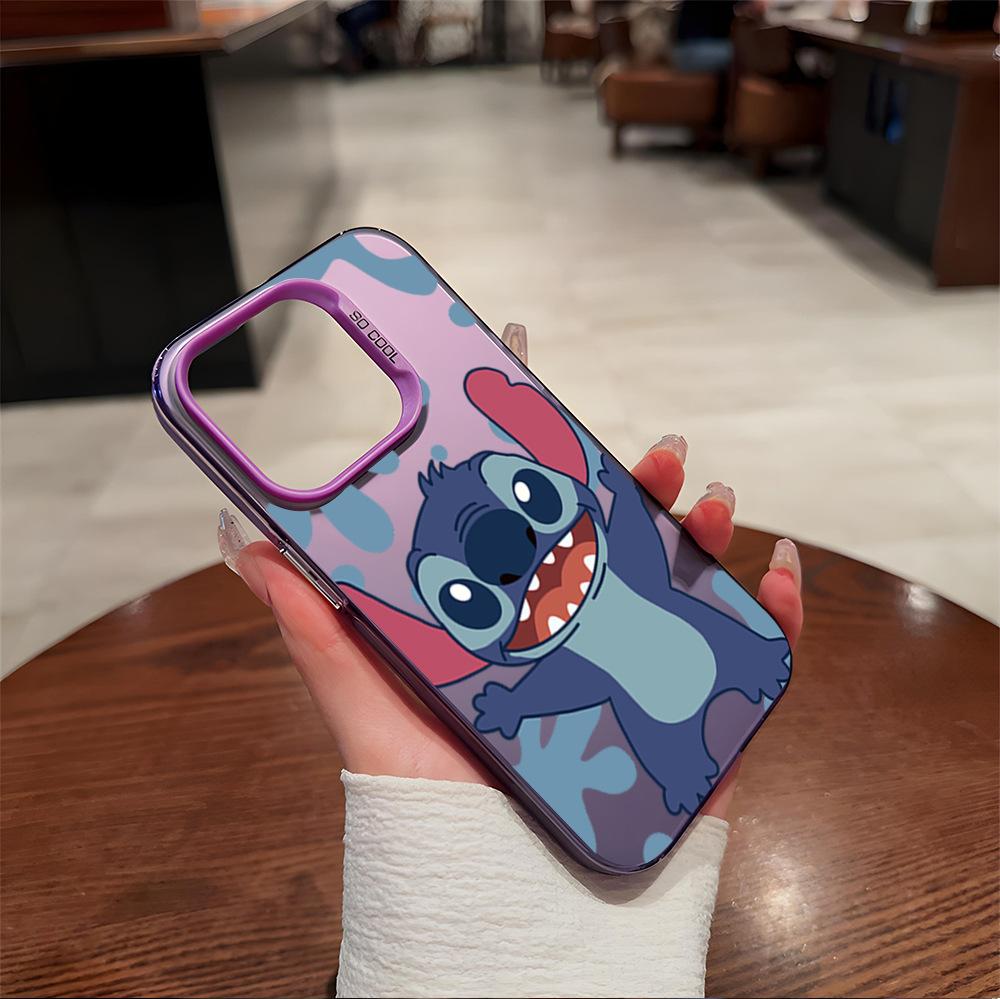 Stitch Cartoon Mobile Phone Case Apple 17promax Cute Anti-drop Colored Silver iPhone16 Mobile Phone Case Couple Model
