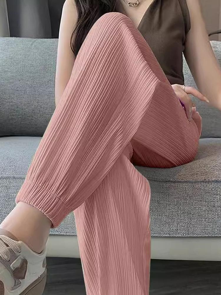 Women's Summer High-Waist Ice Silk Loose Fit Casual Pants