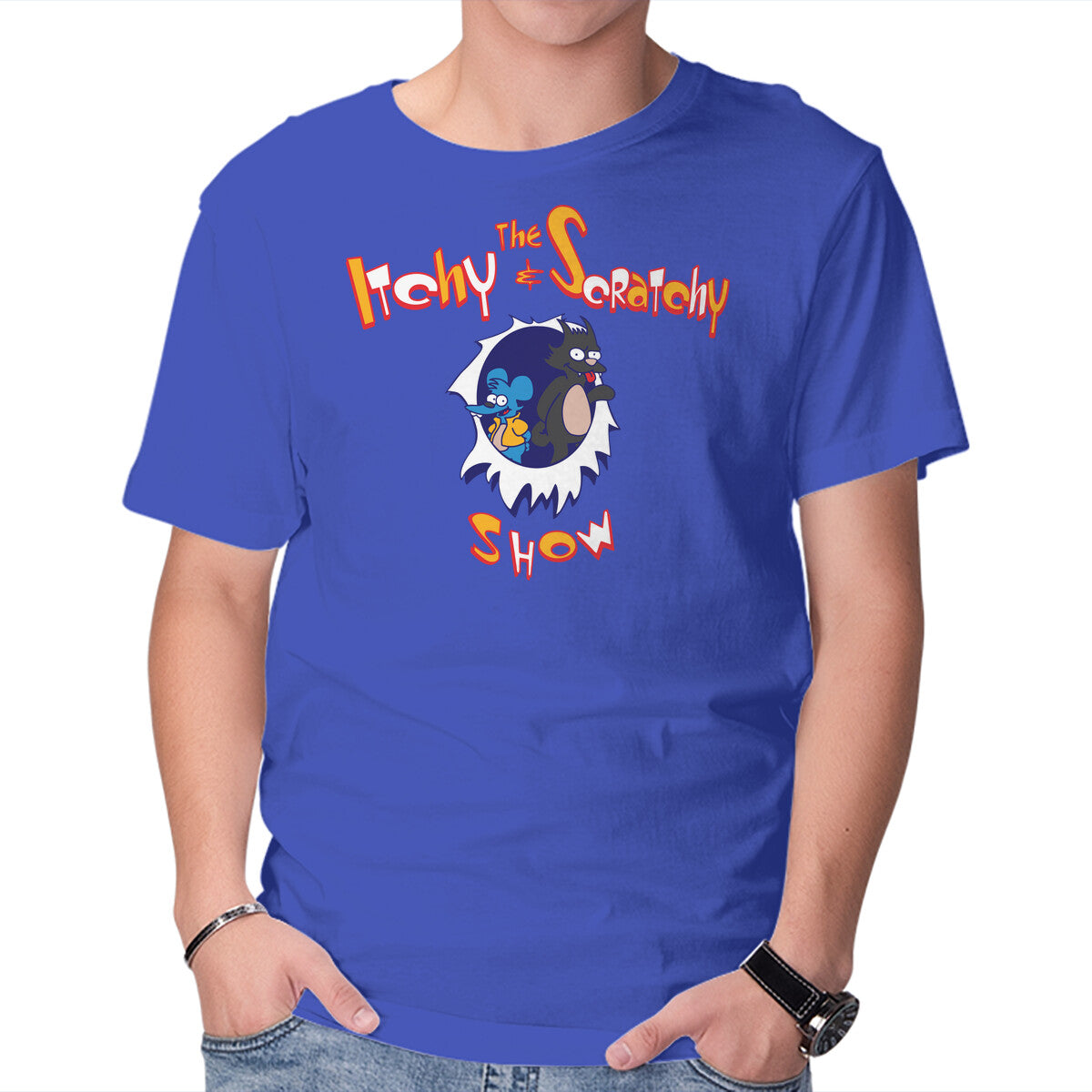 Unisex Crew Neck T-Shirt The Itchy And Scratchy Show Graphic Short Sleeve Casual Tee XXXXL