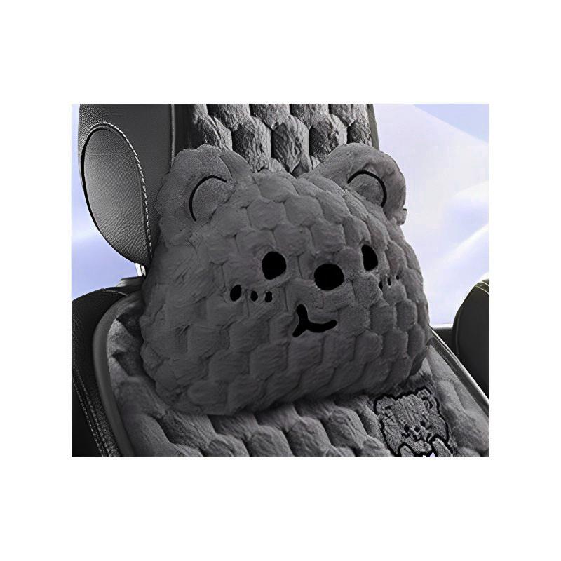 New Cartoon Bear Car Seat Cushion Winter Plush Warm Thickened Anti-slip Seat Cover Cute Ladies Universal Car Accessories
