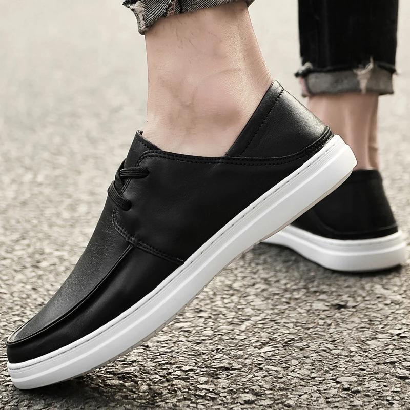 Модная мужская повседневная обувь из натуральной кожи на шнуровке — фото 4