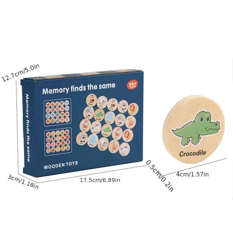 Wooden Montessori Puzzle Game Animal Memory Matching Toy Find The Same Pattern Toys for Kids Thinking Training Brain Development