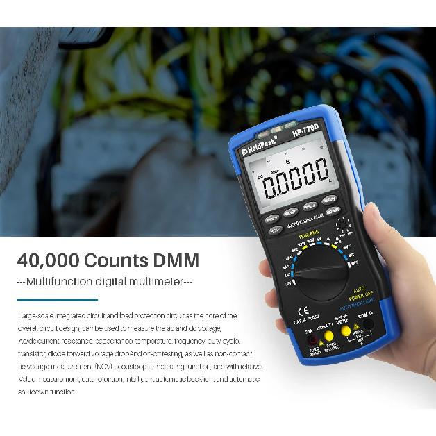 HP-770D True RMS Digital Multimeter 40000 Counts Auto Range NCV Voltage Current Tester with Temperature Test