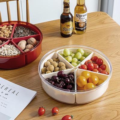 Luxe Fruit and Snack Storage Plate with Lid – Divided Sections for Fruits & Dried Snacks