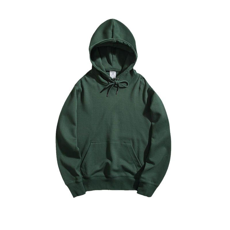 Dark Green Heavy High-Gloss Oversized Velvet Hooded Sweater for Men and Women