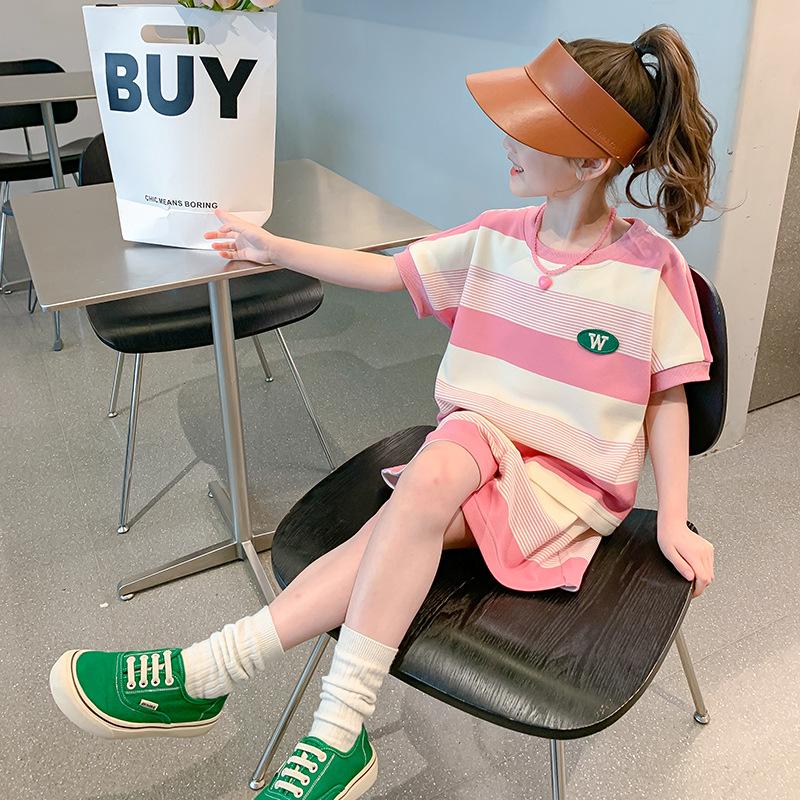 

Summer 2025 Girls Short-Sleeve T-Shirt Outfit - New Children s Fashion 160 cm