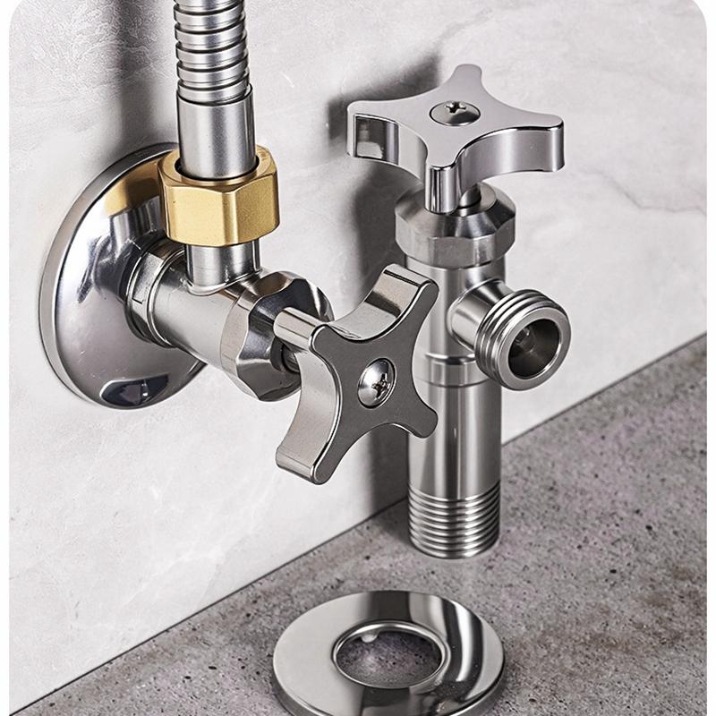 Stainless Steel Bathroom Quick Opening Triangle Valve Faucet Accessories Thickened Triangle Valve For Hot and Cold Water