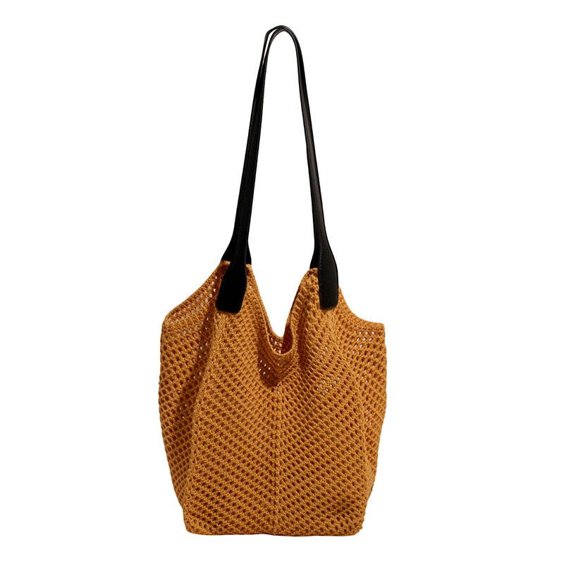 Street trend simple summer shoulder cotton thread woven knitted bag handbag beach vacation
