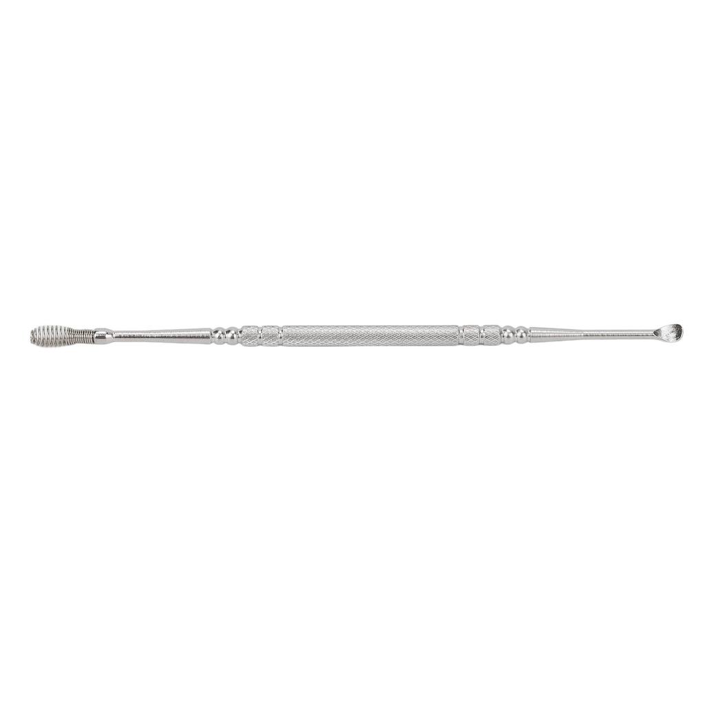Ear Spoon Double Head Stainless Steel Ergonomic Design Relieve Itching Glossy Rounded Spiral Spring Ear Pick