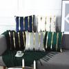 Pillowcase Luxury Geometric Stripe Leather Embroidery Velvet Cushion Cover Home Decor Blue Gold Gray Black Throw Pillows Cover