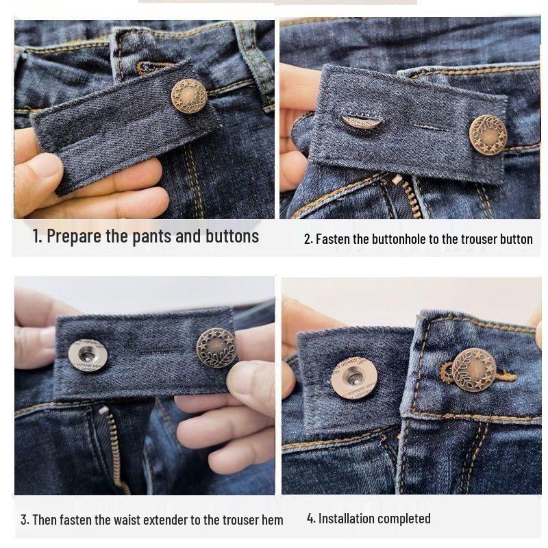 No-Sew Detachable Waistband Button for Jeans: Expand Waist from Small To Large