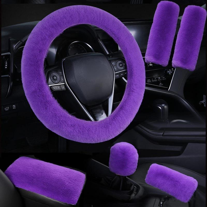 Capa de Volante de Pelúcia Imitação de Pelo de Coelho Elástica Inverno Quente Antiderrapante Capa de Manopla Unissex