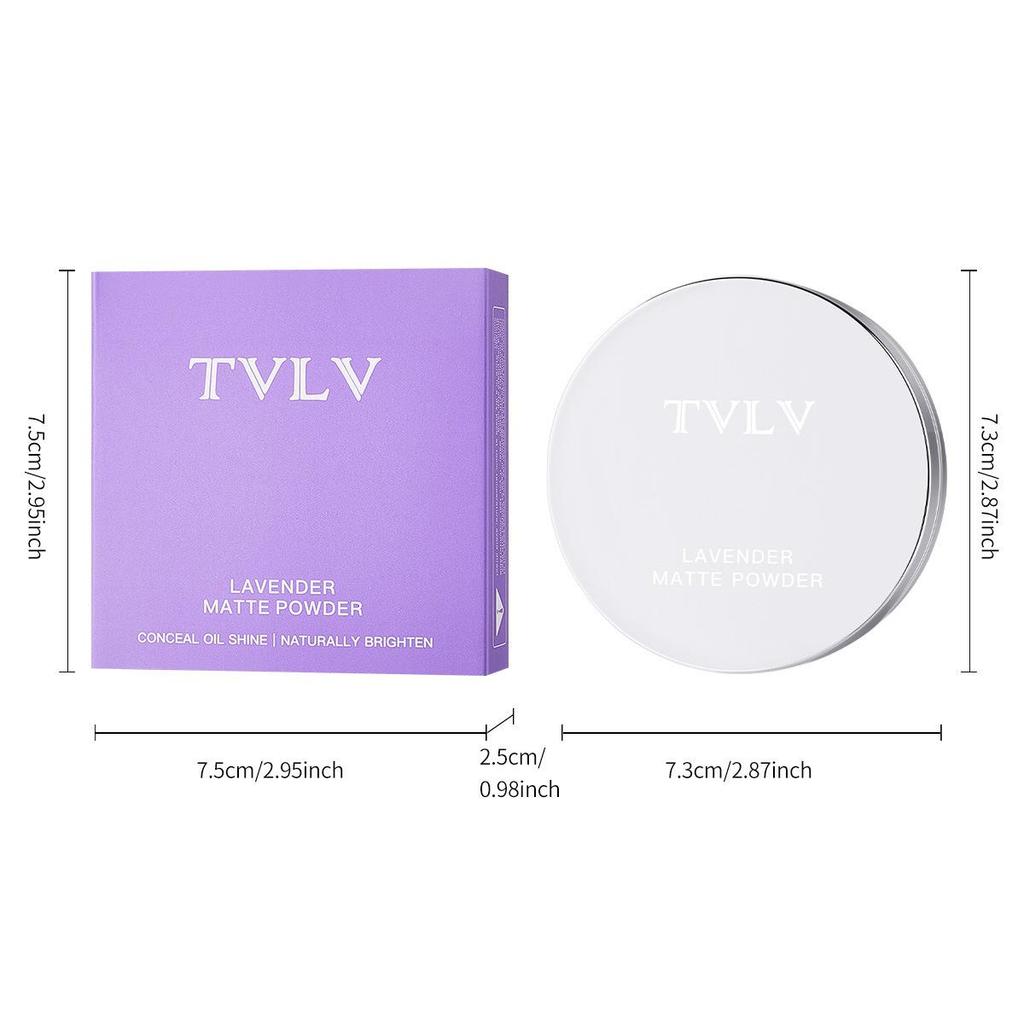TVLV Lavender Setting Powder - Waterproof, Sweatproof, Natural Bare Makeup, Long-lasting, Non-transferring, Purple Finish