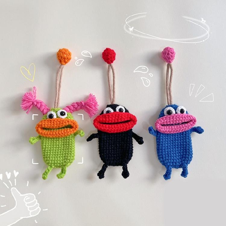 Pull Out Car Keys Cases Bag Funny Cartoon Keychains Pouch Hand Knitting Keys Wallets Organizers for Women and Men