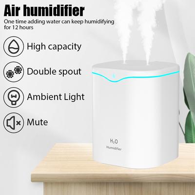 2000 ml Luftbefeuchter Doppelsprühnebeldüse Kühler Nebel Große Kapazität Buntes Nachtlicht USB H2O Luftverteiler Luftbefeuchter