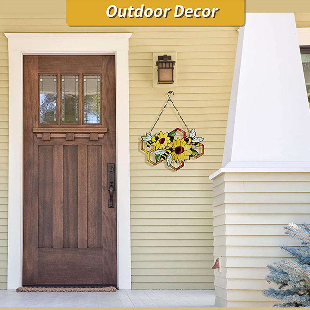 3D Flower Bee Decor Inspirational Wall Decorative Sculpture Hanging Indoor Outdoor for Home Bedroom Office Farmhouse