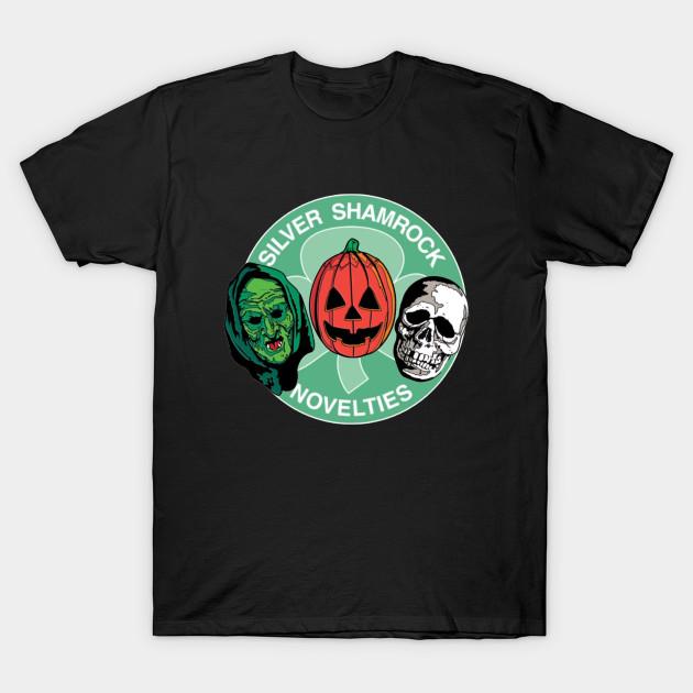 Men Black Print T-shirt Silver Shamrock Masks No-Cut Transfer Paper Print Cotton Tshirt 3XL