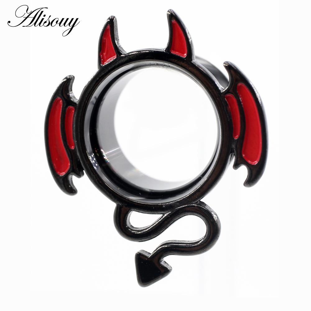 Alisouy 2PC Edelstahl Finger Blume Eule Fledermaus Ohr Tunnel Plug Flesh Expander Bahren Messgeräte Ohrring Piercing Körper Schmuck