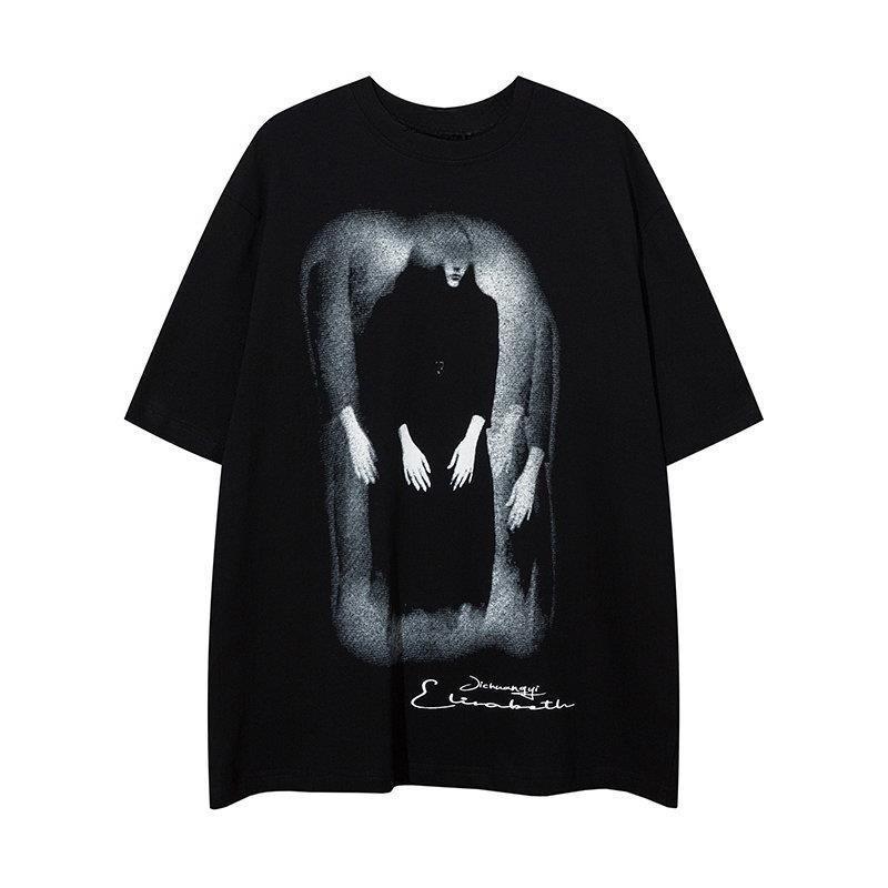 

2025 Autumn and Winter Cotton Skin-friendly T-shirt Dark Inkjet Printing Comfortable and Fashionable Large-size Couple T-shirt 4XL