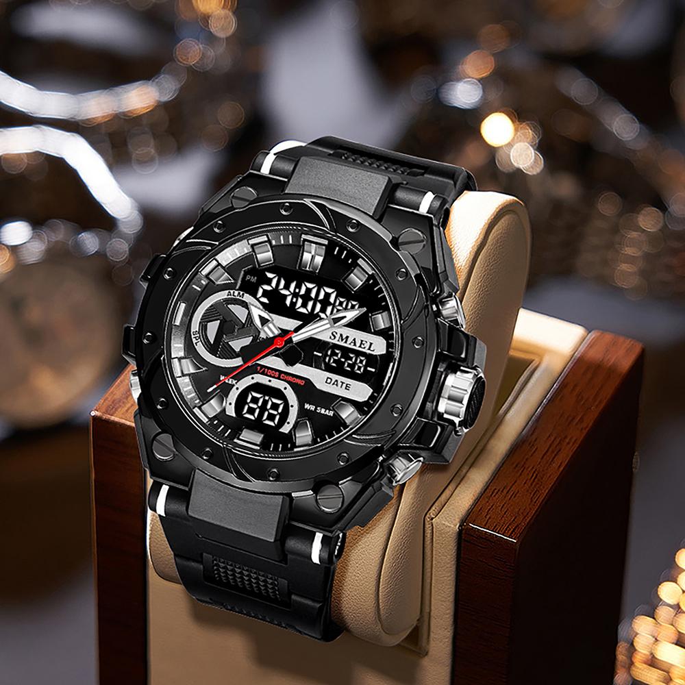 Brand Sport Watches 50M Wateproof Dual Time Display Watches LED 8029 Stopwatches Alarm Multifunctional Men's Wristwatches