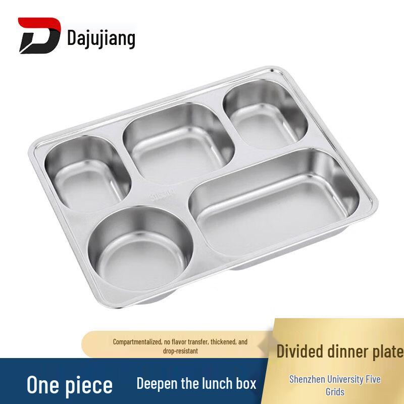 304 Stainless Steel 5-Compartment Kids & School Meal Tray