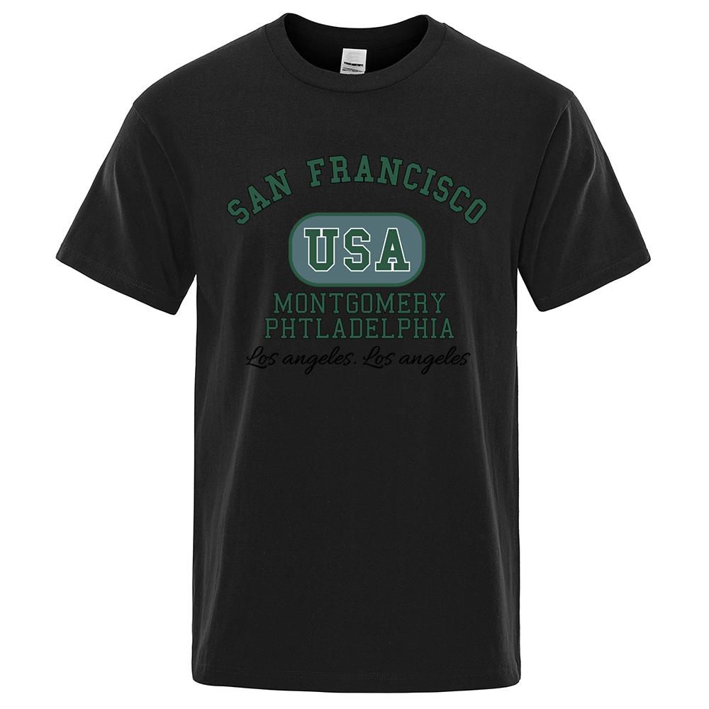 San Francisco Usa Montgomery Philadelphia Tshirts Male Cotton T-Shirt Loose Tee Clothes Casual Tops Streetwear