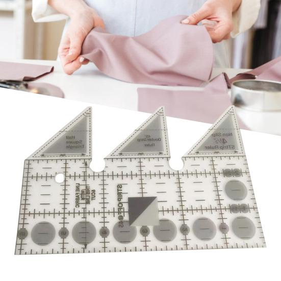 Double Strip Quilting Ruler Transparent Acrylic Measuring Tool 45-Degree Angle Quilting Template Ruler for Sewing Crocheting Embroidery Handcrafting